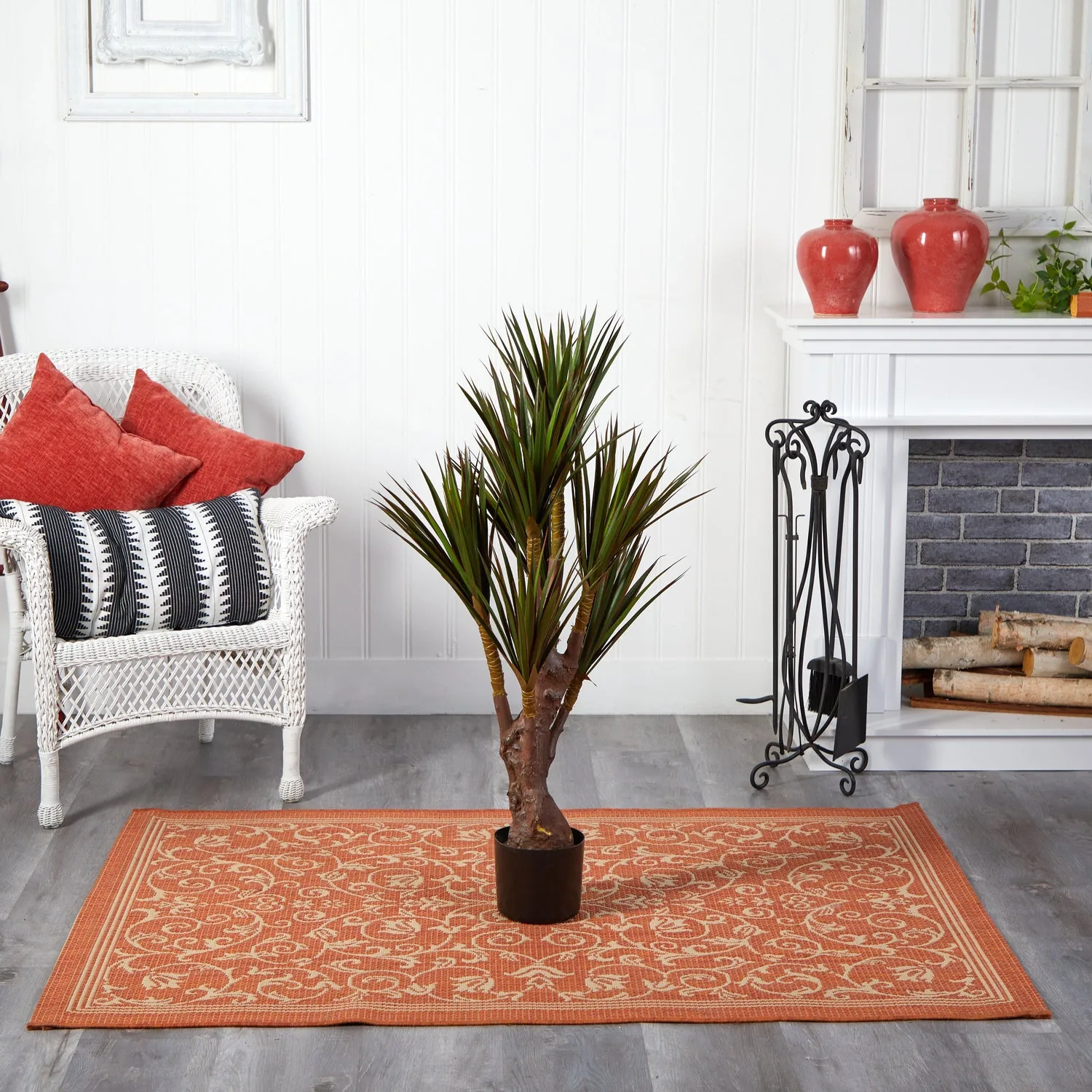 Artificial plant styled in a living room interior